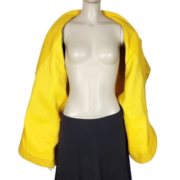 Vintage 80s Elke Collection 100% Linen Marigold Half Sleeve Blazer Size 10 - Picture 7 of 8